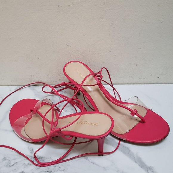 Gianvito Rossi *NEW* Gwyneth PVC Pink Leather Sandals - Picture 6 of 12